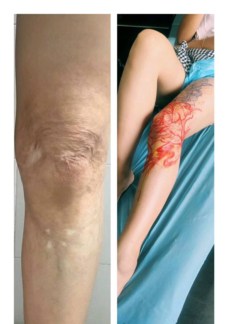 猫将军遮盖纹身图片_腿部新传统水彩猫数字纹身图案