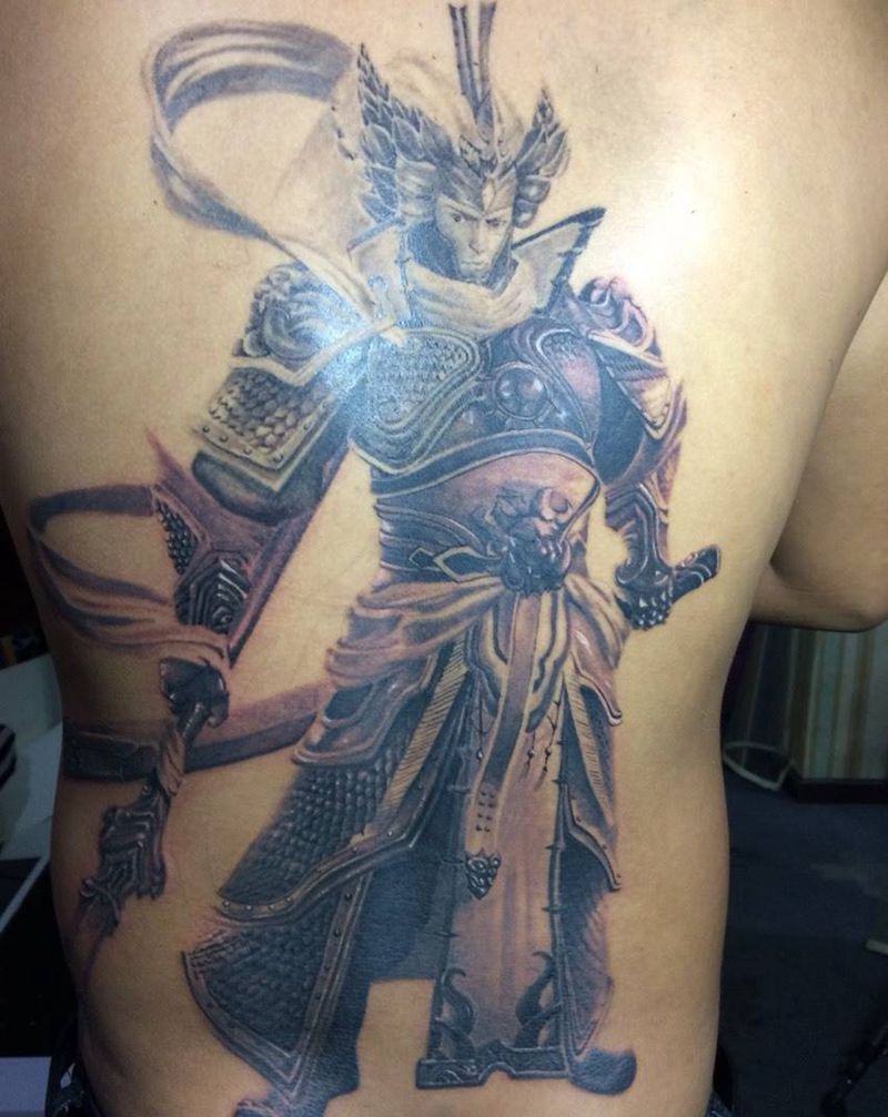 满背二郎神！未完待续纹身图片