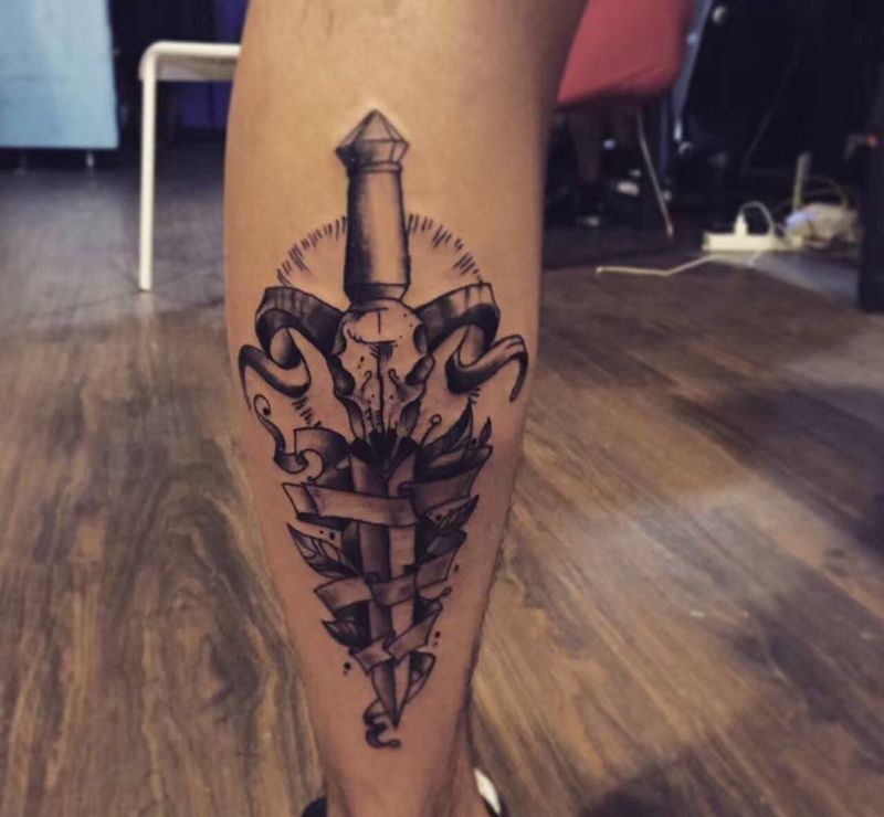 撒旦之刃纹身图片_几何点刺撒旦暗黑纹身图案