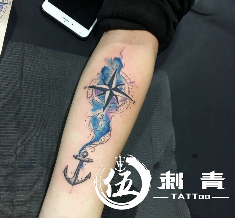 指南针纹身图片