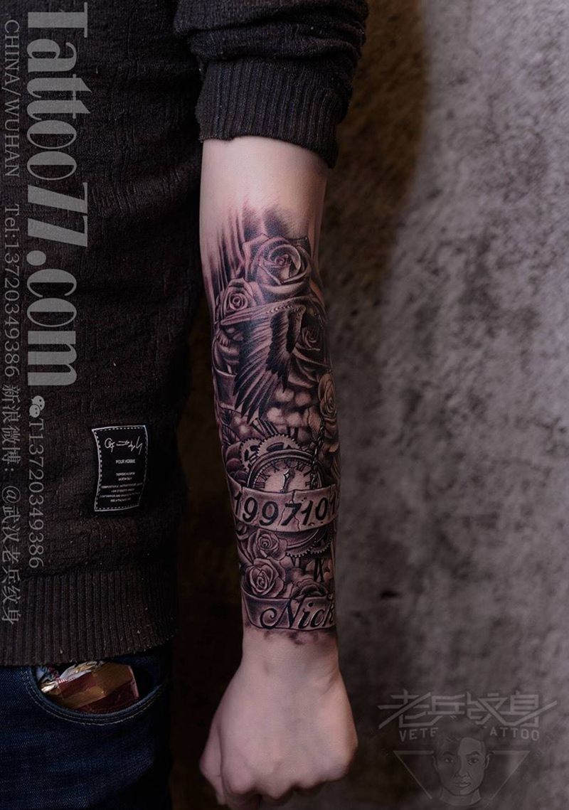 欧美小花臂纹身纹身图片