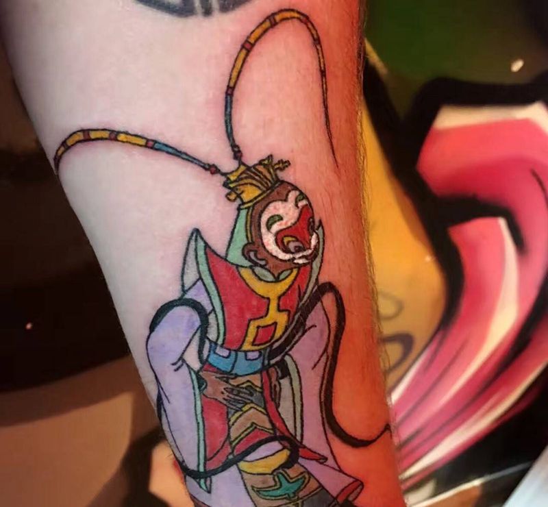 孙悟空纹身图片_手部New School孙悟空纹身图案