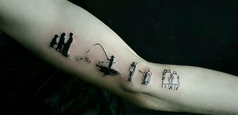 遮盖纹身图片_手臂水墨纹身图案