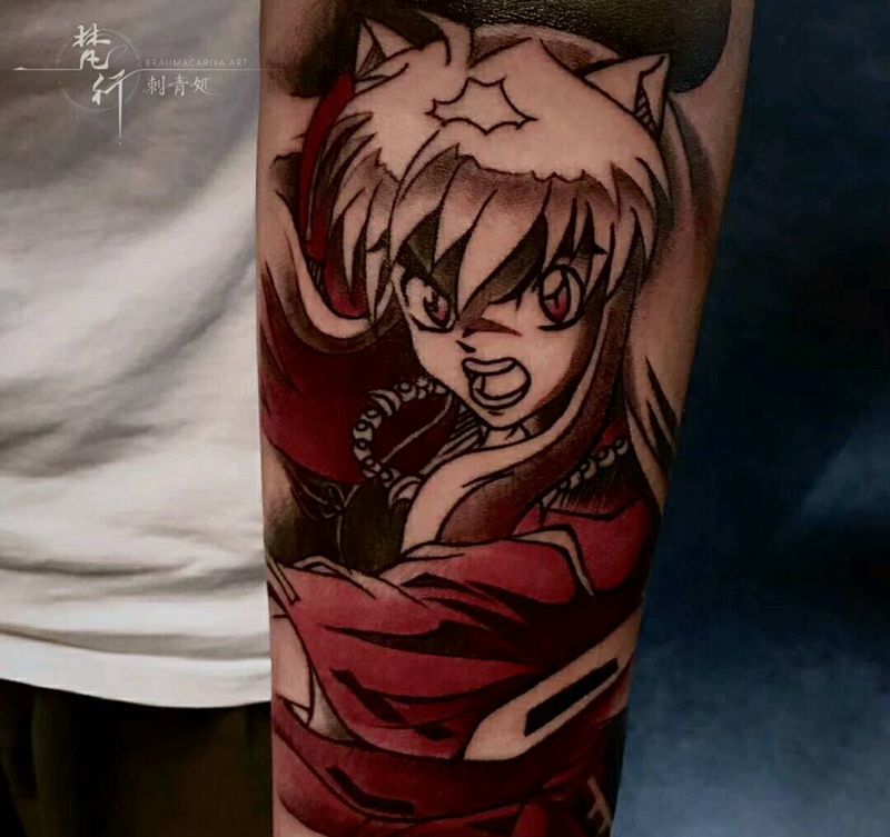 犬夜叉纹身图片_手臂新传统人物纹身图案
