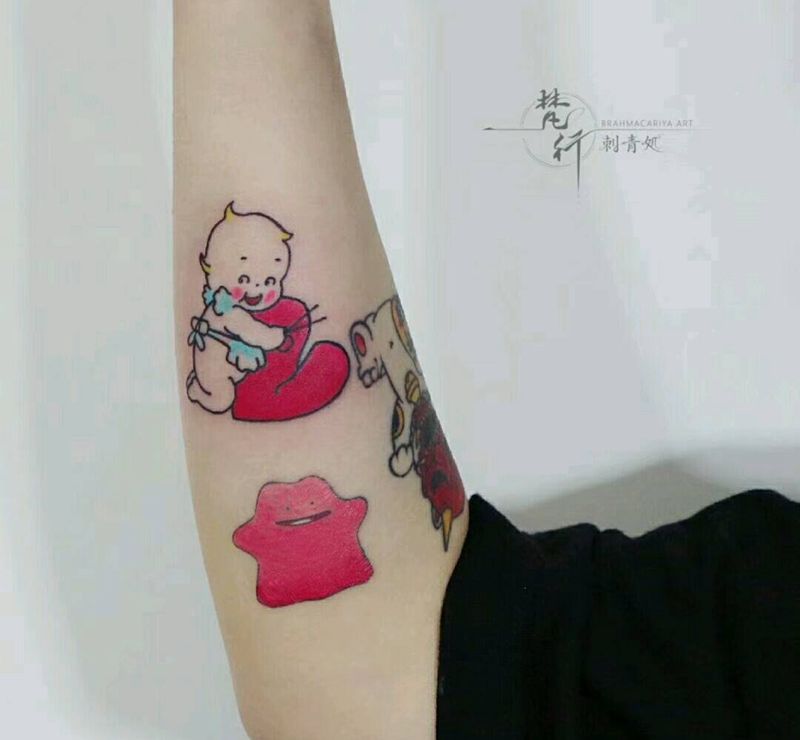 拼接纹身图片_手臂新传统水彩人物纹身图案