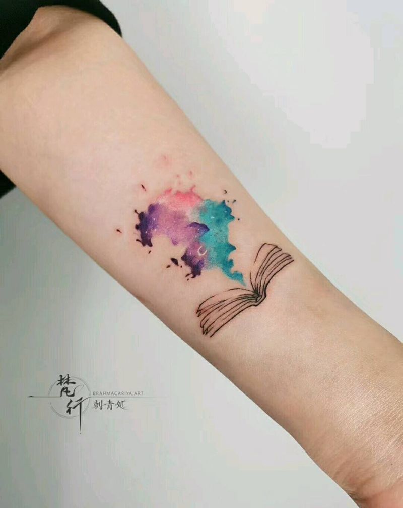 小清新纹身图片_手臂水彩纹身图案