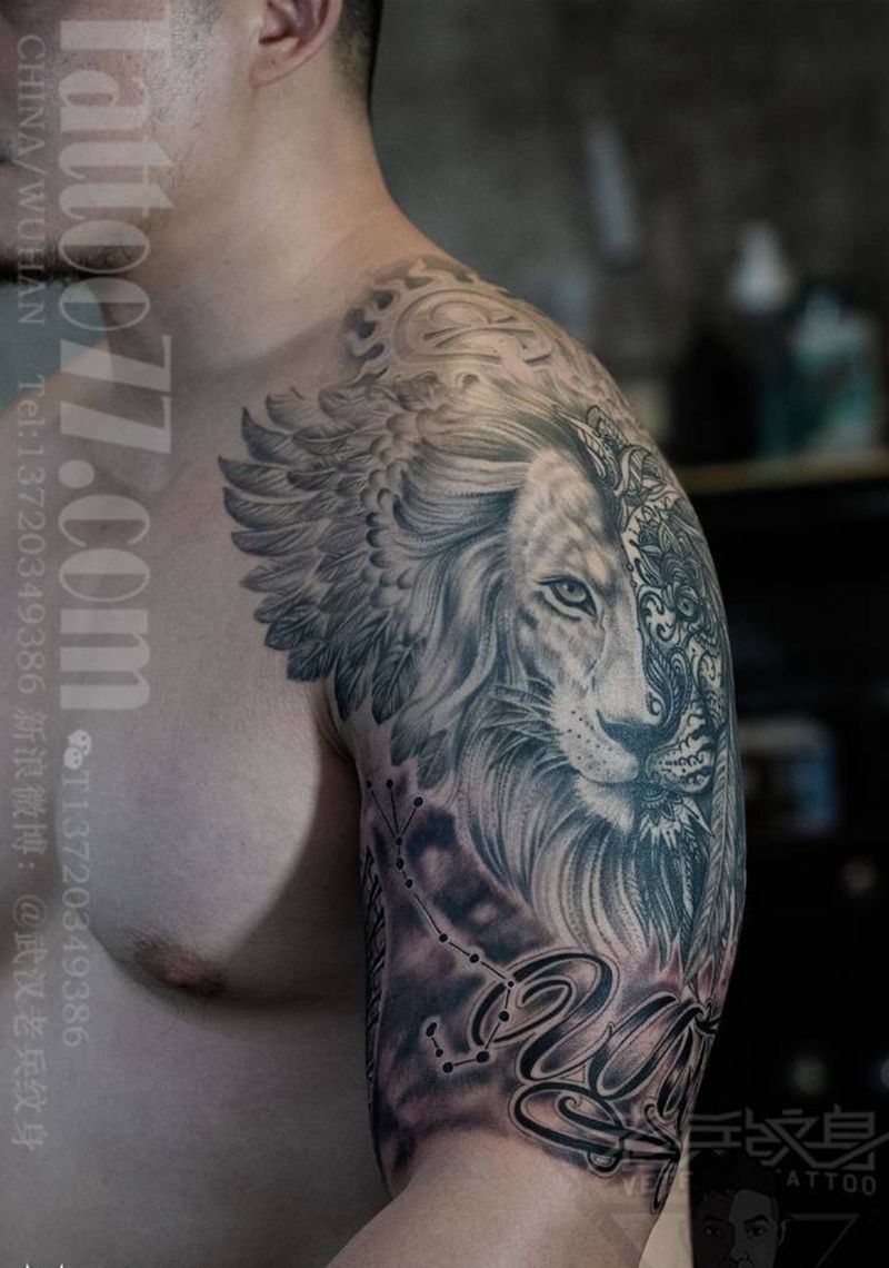 旧图新添，欧美狮子纹身作品纹身图片