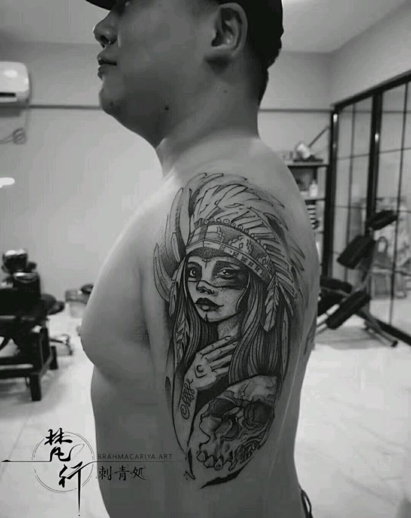 女郎纹身图片_手臂新传统纹身图案