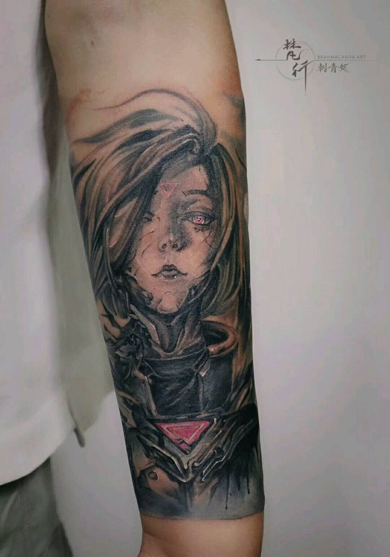 无名纹身图片_手臂新传统水墨人物黑暗纹身图案