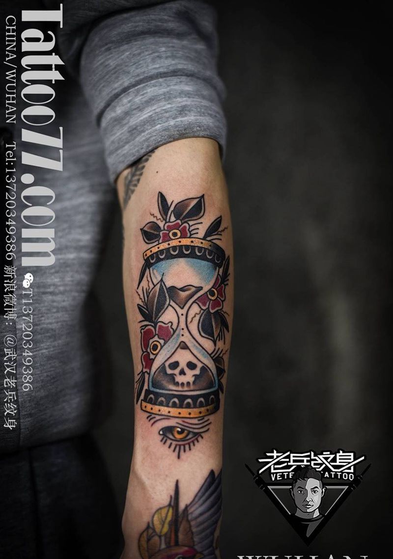 School 沙漏纹身作品纹身图片