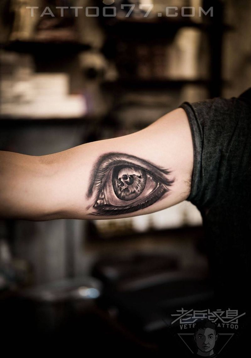 手臂内侧眼睛纹身作品纹身图片_成品手臂欧美人物纹身图案