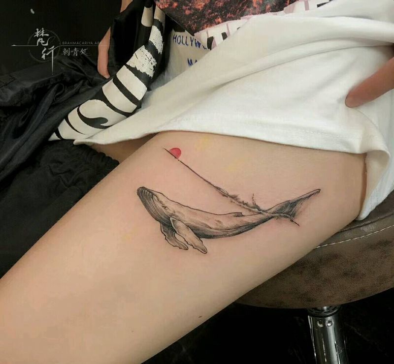 鱼纹身图片_腿部新传统鱼纹身图案