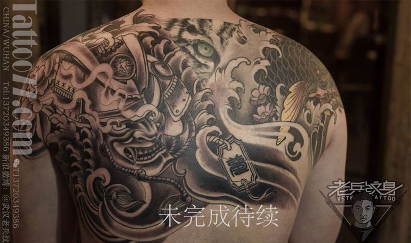 旧图新添武士纹身纹身图片