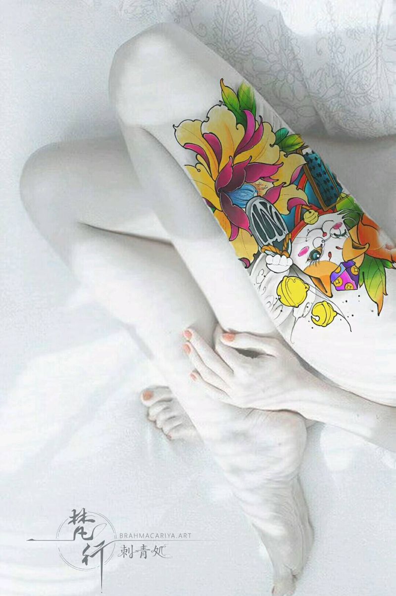 招财猫纹身图片