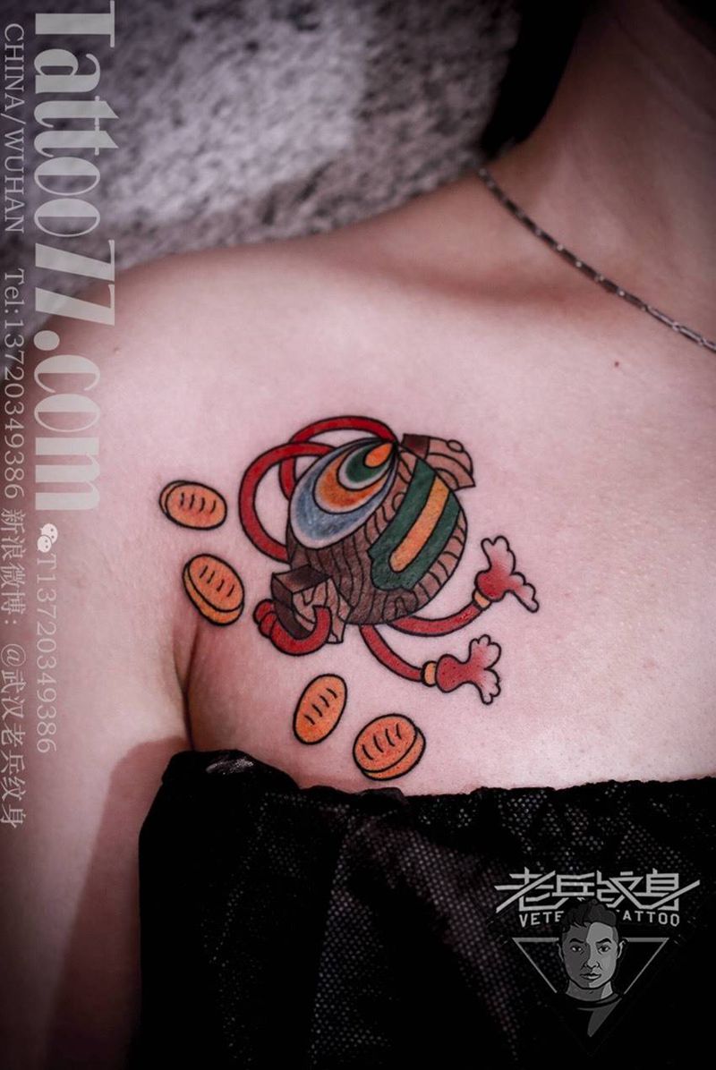 日式小纹身作品纹身图片_成品胸部清新静物纹身图案