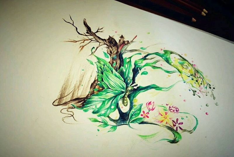 半世浮华，半世流离纹身图片_清新植物原创水彩手稿纹身图案