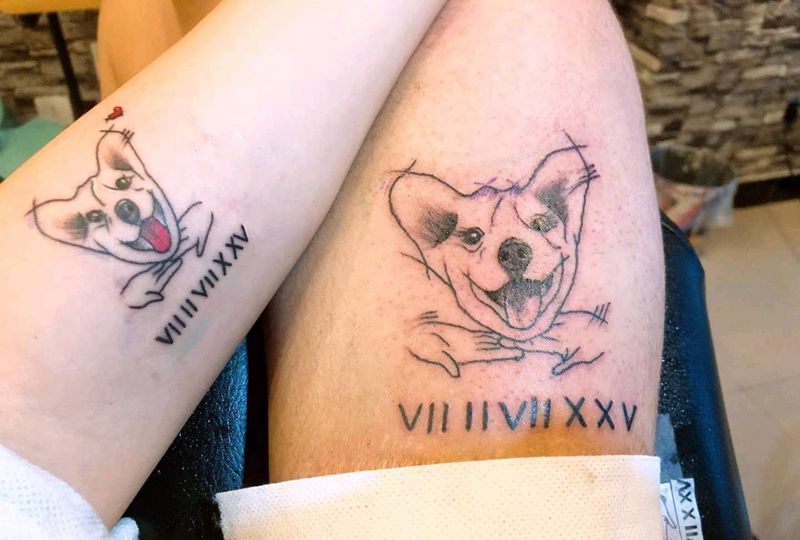 狗纹身图片_手臂New School纹身图案