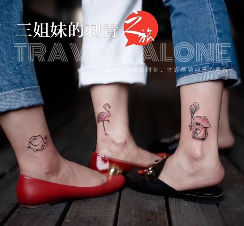 脚踝火烈鸟纹身纹身图片