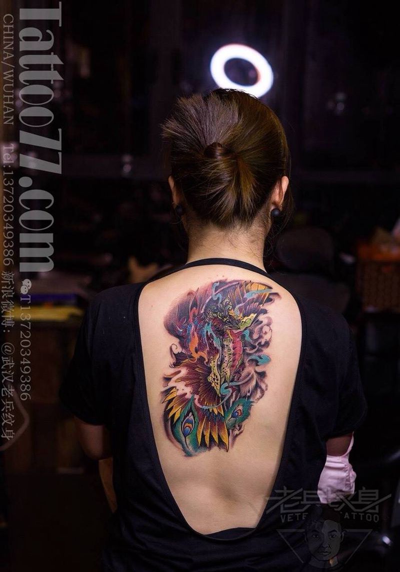 后背凤凰纹身纹身图片