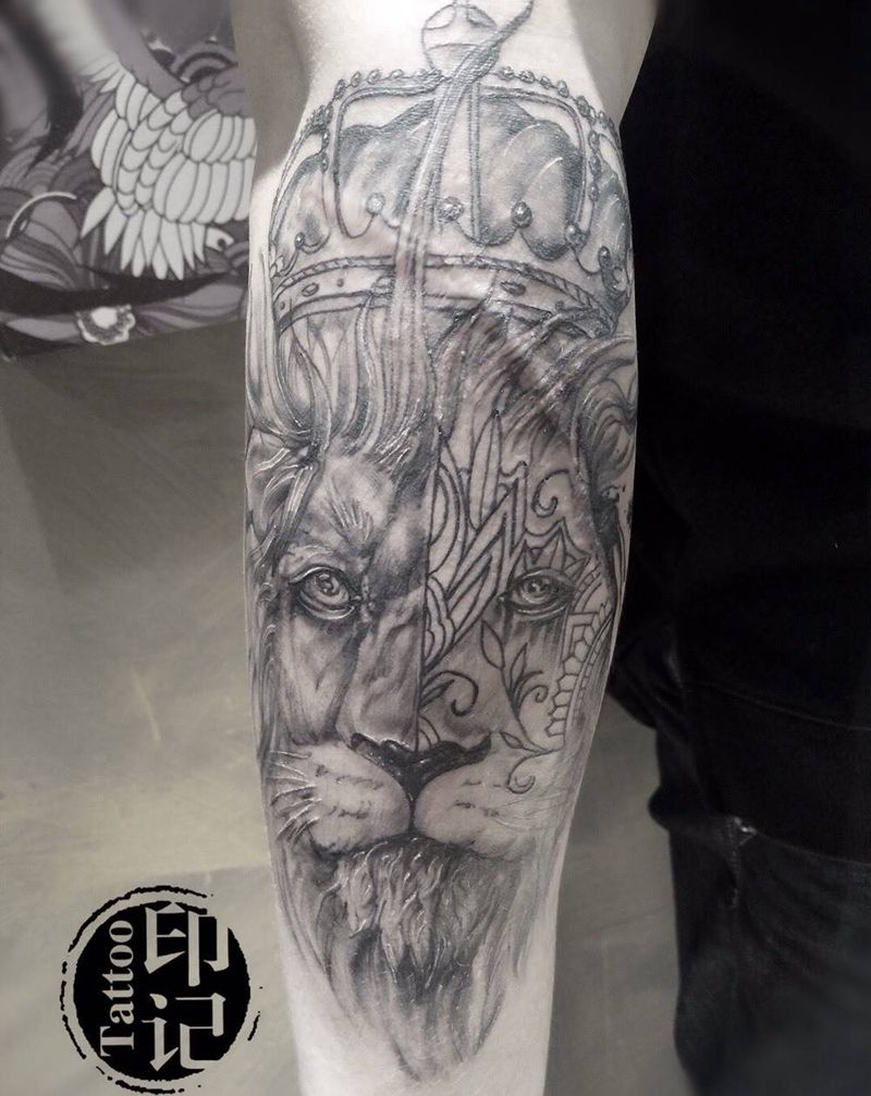 欧美狮王纹身图片