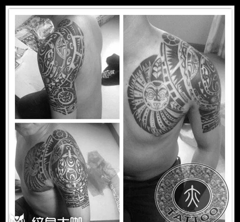 巨石强森半钾图腾纹身图片_图腾纹身图案