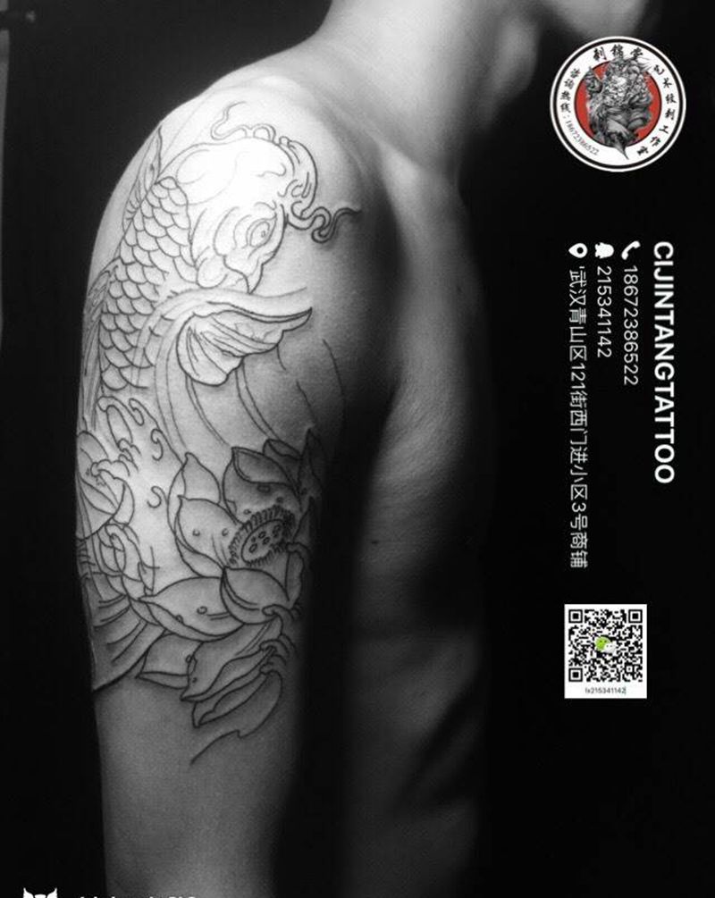 今日刺青：线条完成纹身图片