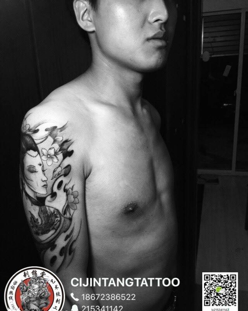 艺妓纹刺图案纹身图片