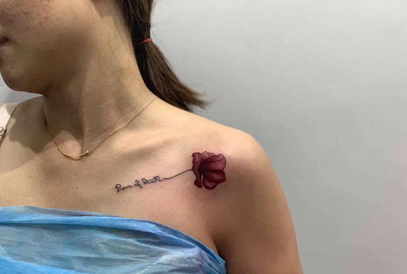 今日作品更新#死亡之恋#纹身图片_肩部水彩纹身图案