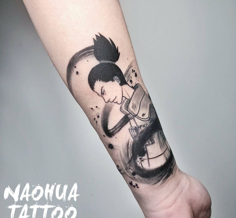 水墨鹿丸/设计纹身图片_手臂水墨纹身图案