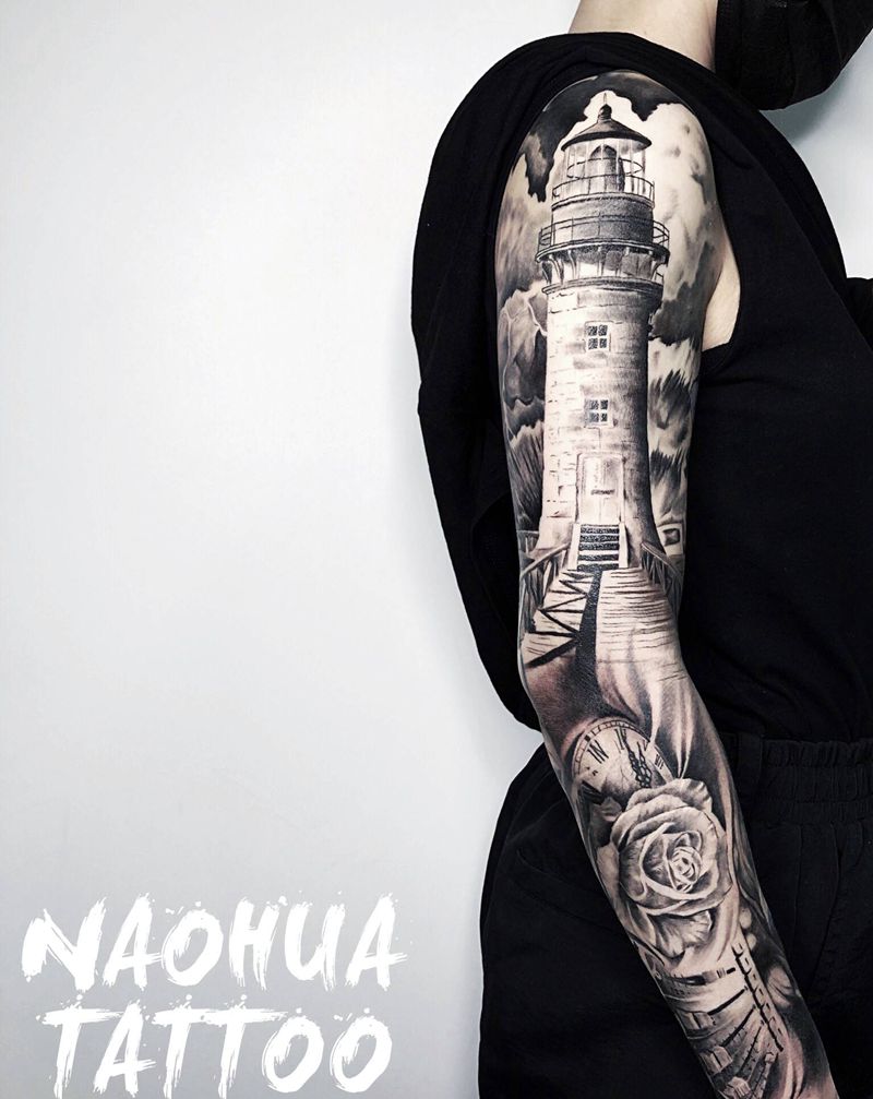 花臂外纹身图片_手臂欧美写实纹身图案