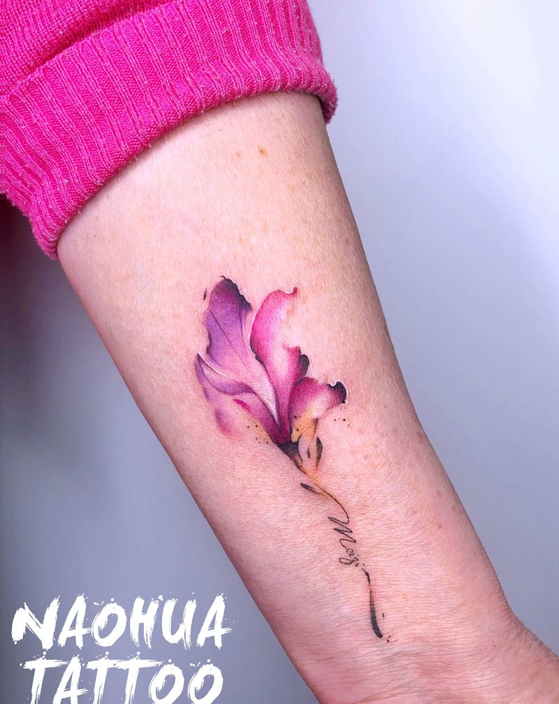 花纹身图片_手臂水彩纹身图案