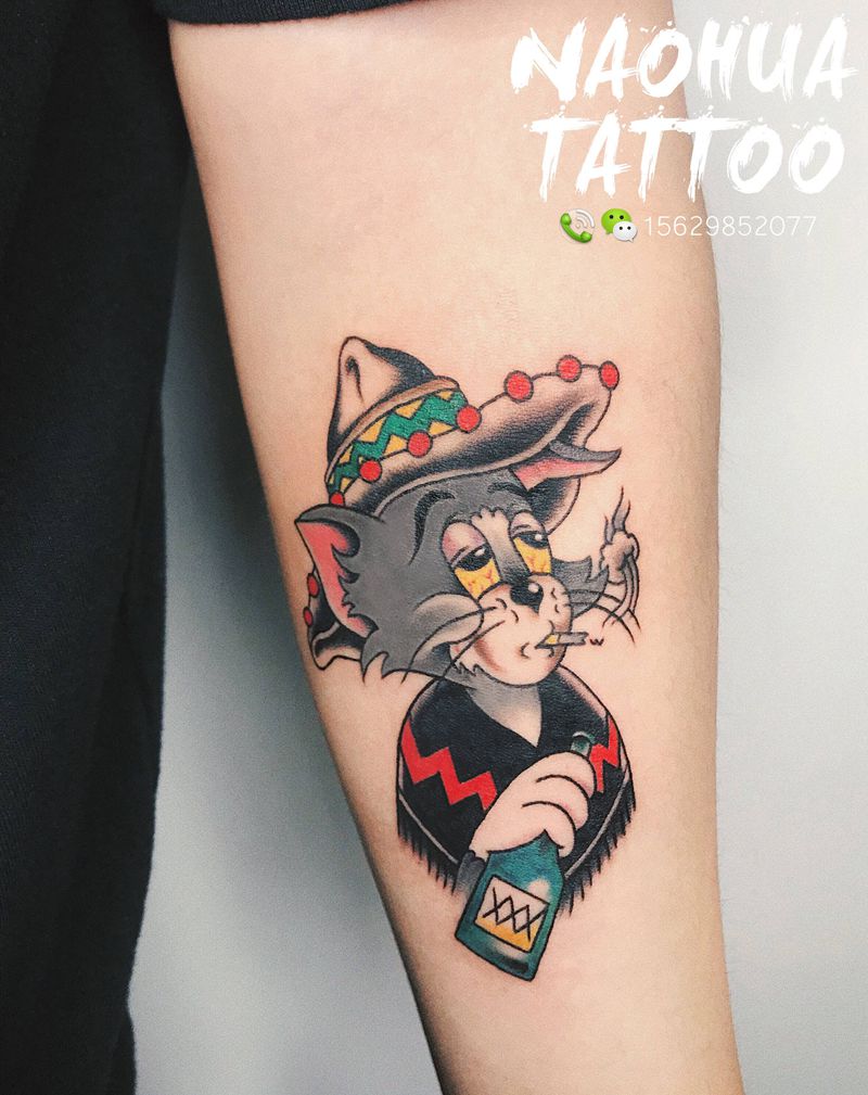 颓废汤姆纹身图片_手臂Old School纹身图案