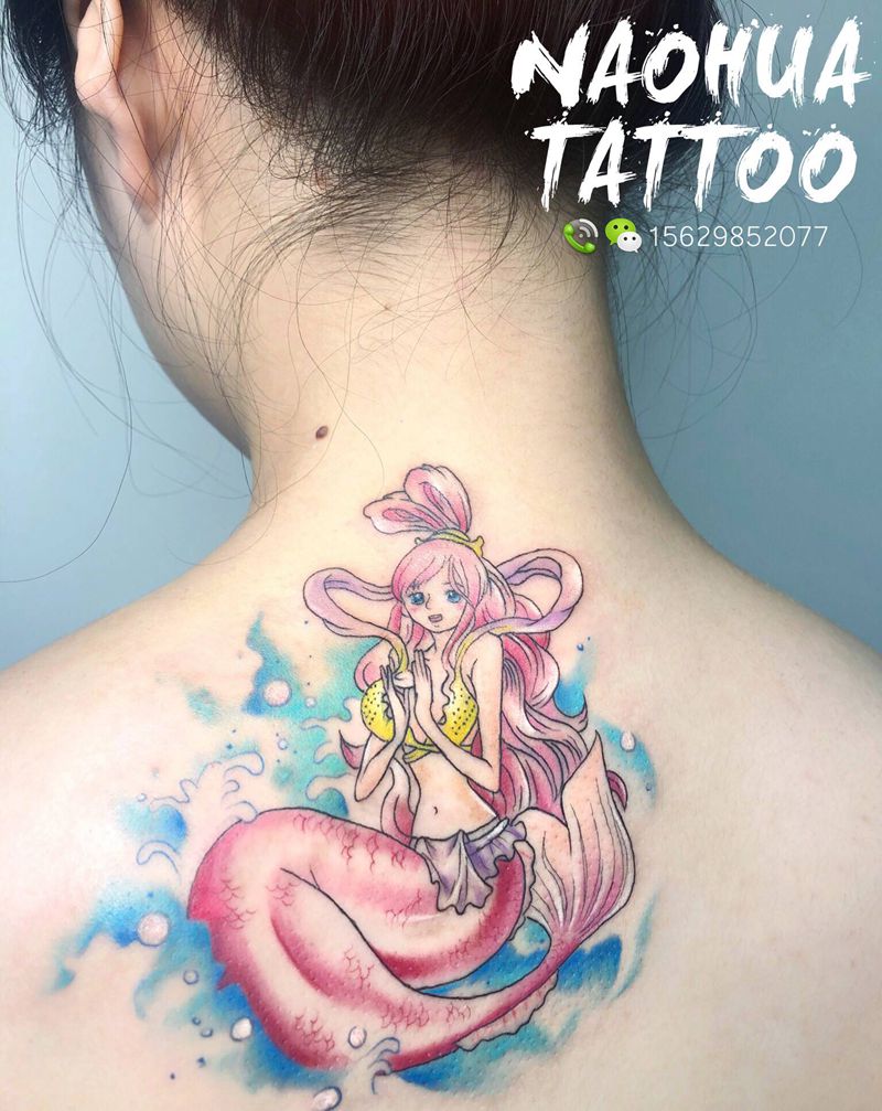 海贼王-白星纹身图片_背部水彩纹身图案