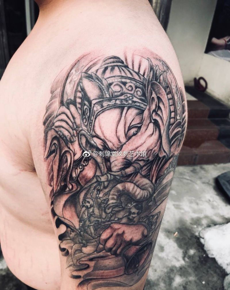 今日作品更新：时隔半年 才来上色 今天就到这里了#新传统纹身#纹身图片