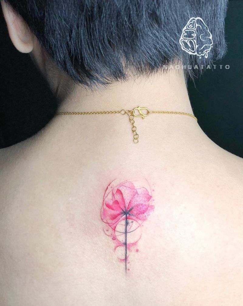 水彩花纹身图片