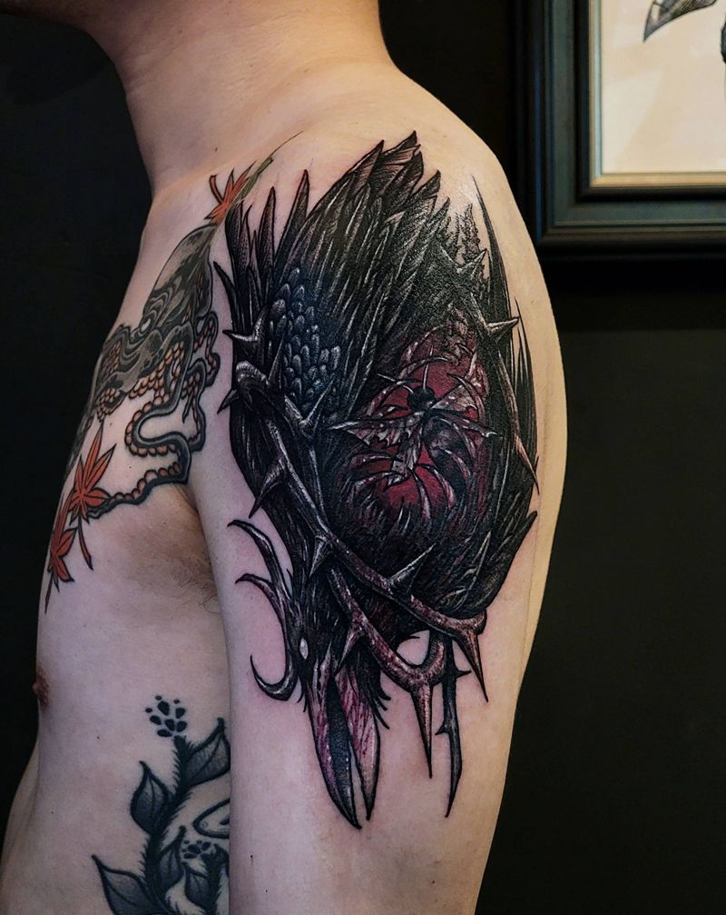 遮盖，坠落与重生纹身图片_暗黑纹身图案