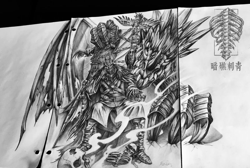 原创满背手稿纹身图片_手稿原创欧美纹身图案