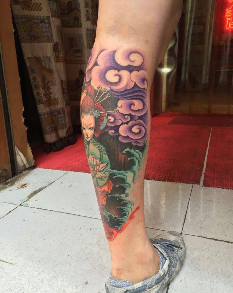 大传统 猫猫纹身图片