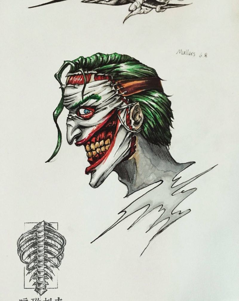 原创小丑手稿纹身图片_手稿欧美原创纹身图案