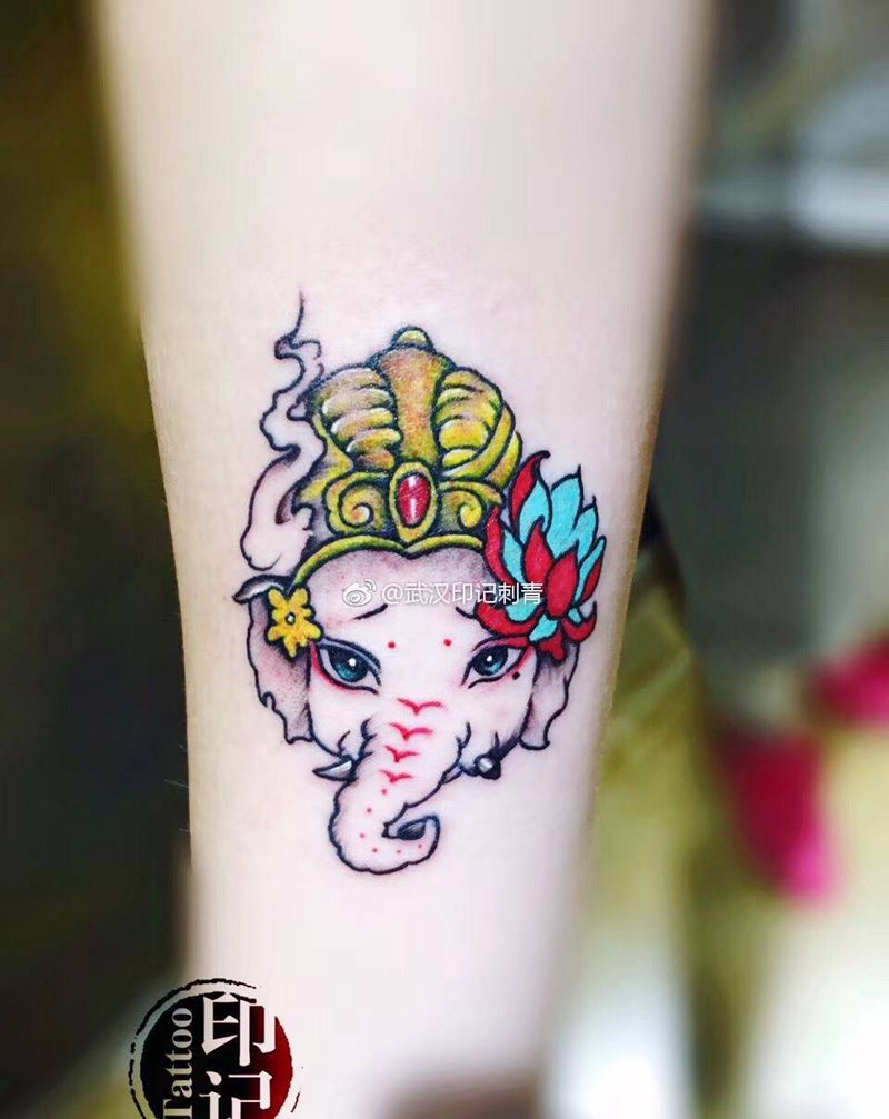 萌象纹身图片_成品手臂清新动物纹身图案