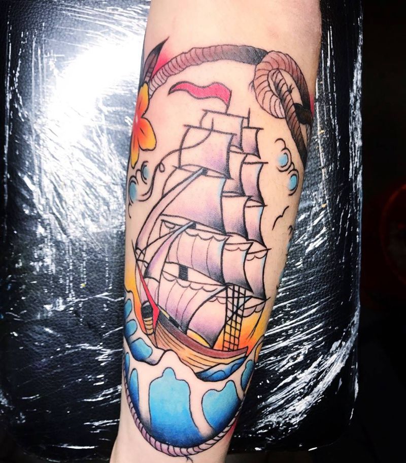 帆船纹身图片