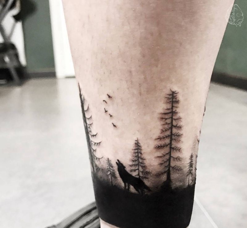 脚环森林纹身图片