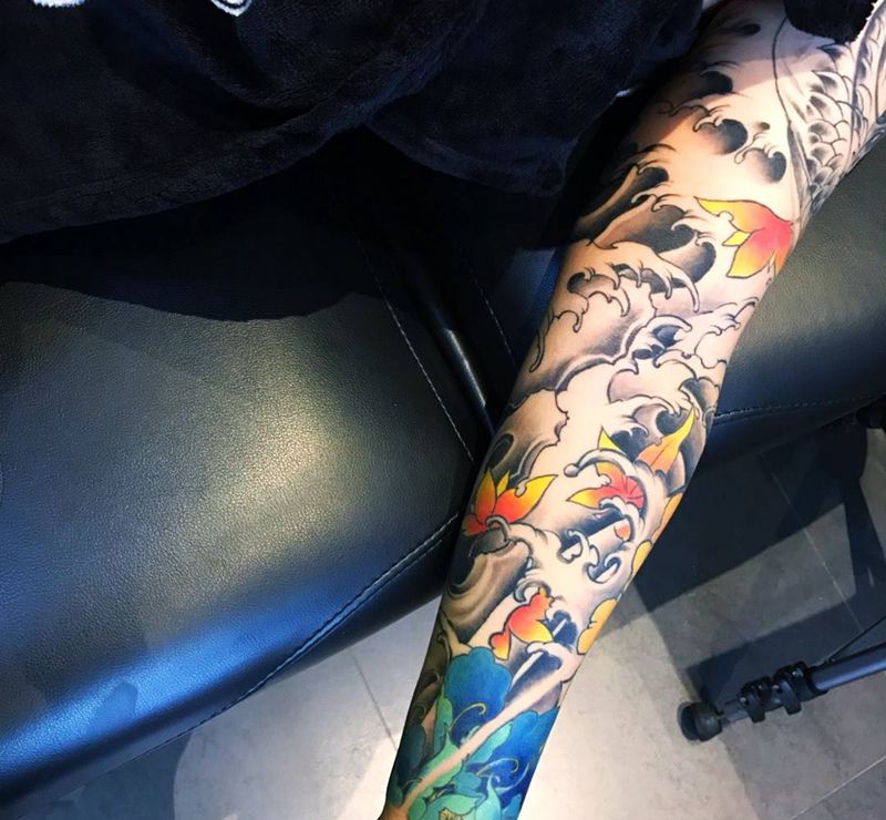 花臂 未完成纹身图片_原创传统纹身图案