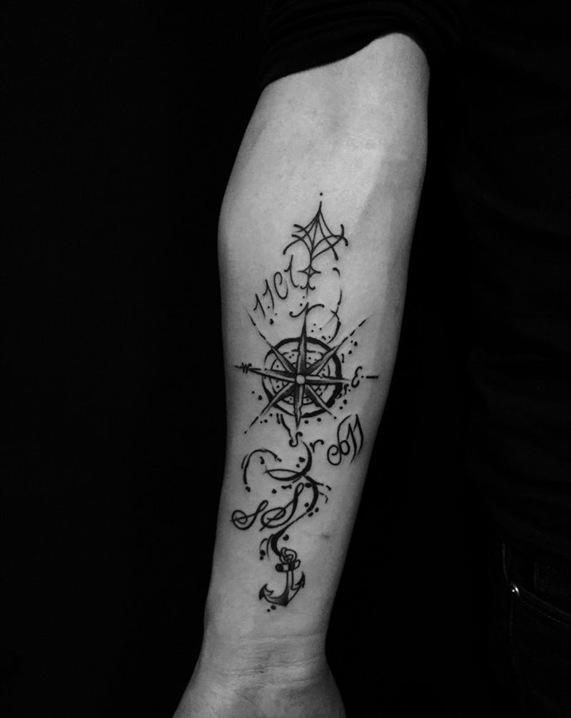 指南针纹身图片