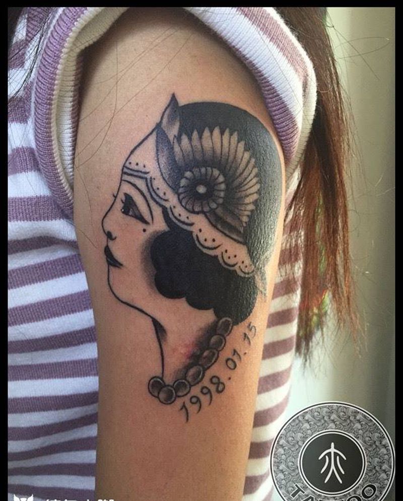 old school女头纹身图片