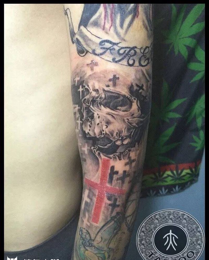 骷髅纹身图片_手臂欧美纹身图案