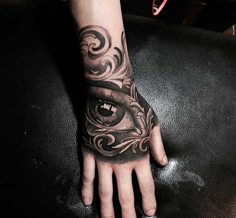 爆手背纹身图片