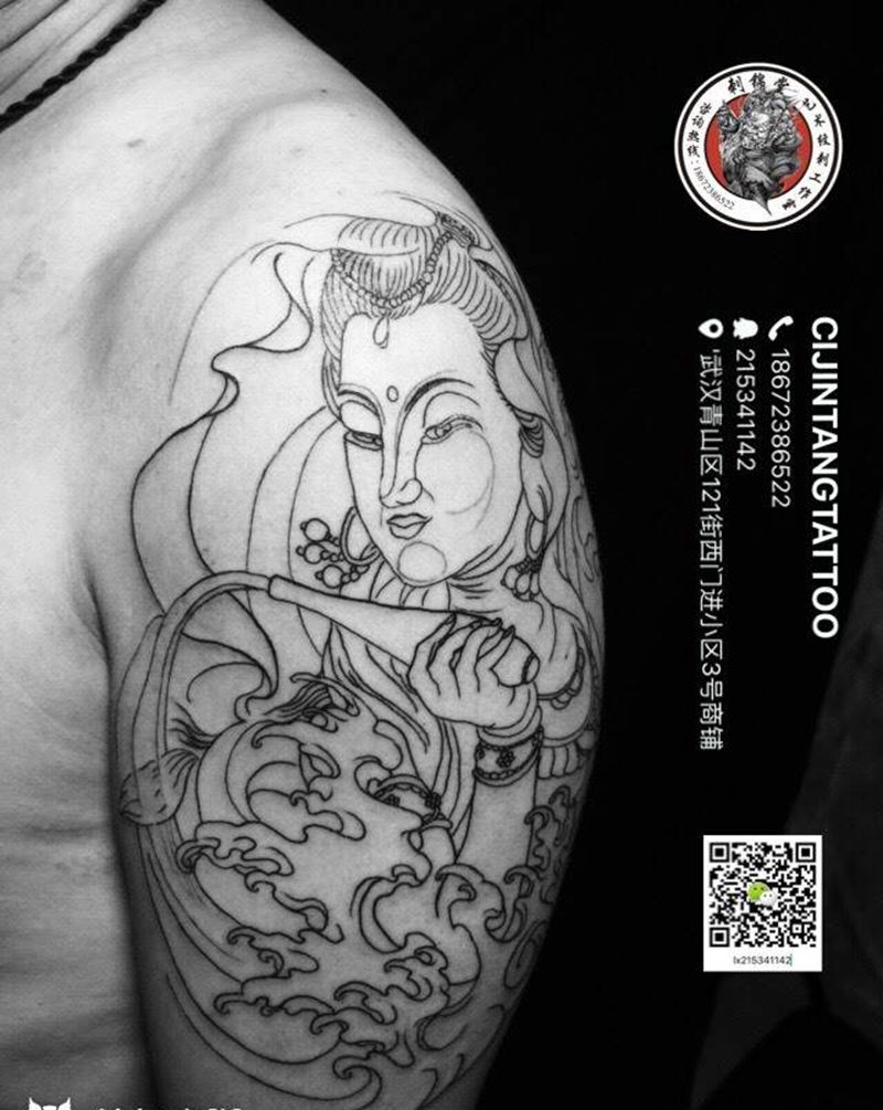 今日刺青：线条完成纹身图片