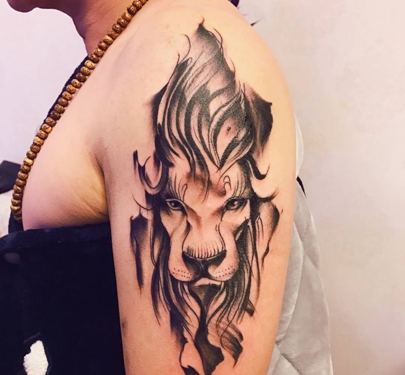 狮子纹身图片