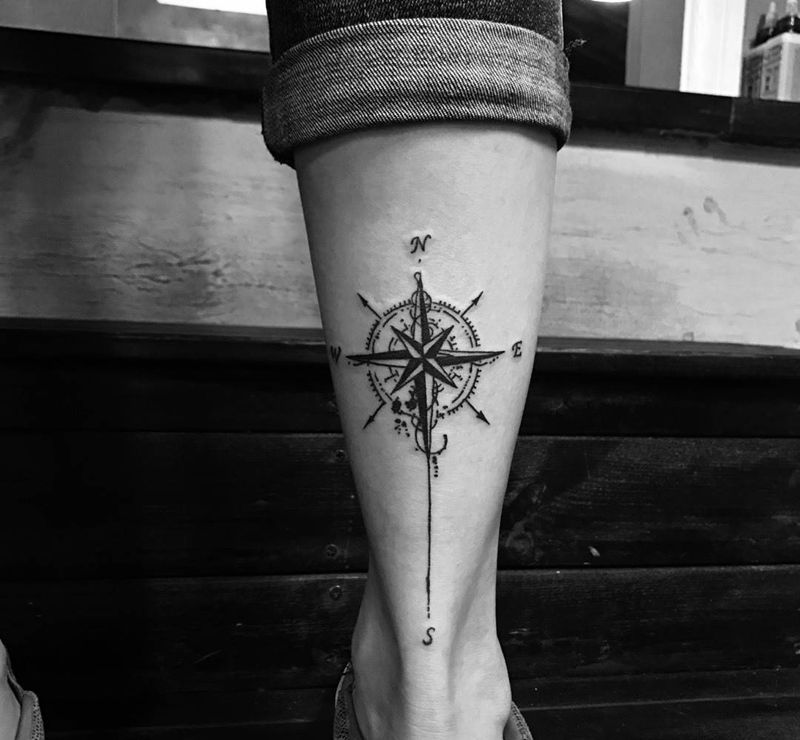 指南针纹身图片